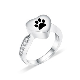 QGJNSGC Urn Ring for Ashes for Women Memorial Jewellery Ashes Locket Ring Paw Print Urn for Ashes Cremation Jewellery Dog Cat Claw Urn Finger Ring for Animal Lovers, Non-precious metal