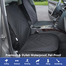 ALLANSING Front Seat Cover for Cars/SUVs/Trucks - Dog Seat Protector with Side Flaps, Tough 900D Waterproof, Protects Against Wear & Dirt, Easy Install, Stay-Put (1-Pack)