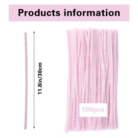 100 Pieces Pipe Cleaners Chenille Stem, Solid Color Pipe Cleaners Set for Pipe Cleaners DIY Arts Crafts Decorations, Chenille Stems Pipe Cleaners (Light Pink)