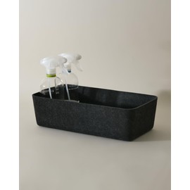 SortJoy The Long Sculpted Bin Storage Bin Felt Storage Basket Drawer Organizer Bins - Box - Pet, Toy, Books, Clothes, Closet, Cabinet, Bathroom, Pantry, Kitchen (Carbon Dark Grey) 14 x 7 x 4