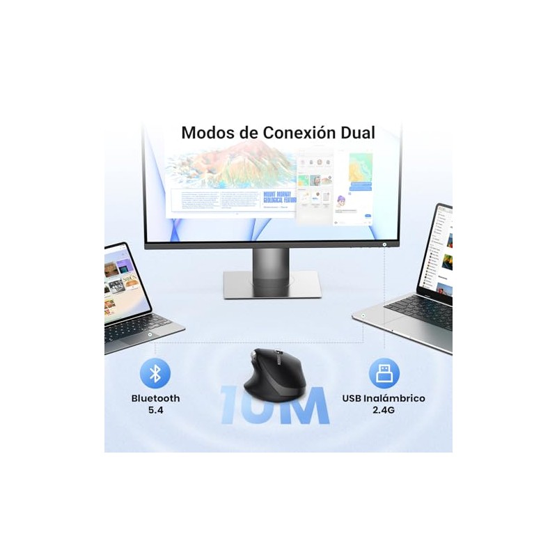 UGREEN Mouse Inalámbrico de Desplazamiento Ultrarrápido, 2.4G & Bluetooth