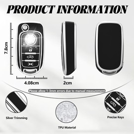 TOOMUME Key Case TPU Car Key Case Fits Fiat 500X Tipo Saloon Estate Street S Design Business Line 5 Porte 1.4T Jet 1.6 Multijet, Key Cover Protection Key Shell - Flip Key