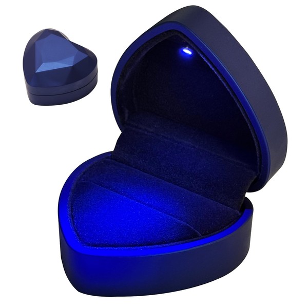 KeyQueen Ring Box with LED Light Ring Case for Jewelry