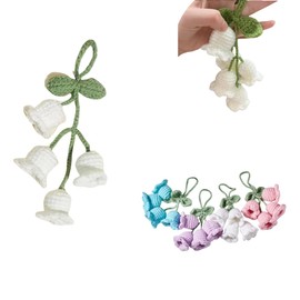 JY JUYU Car Decoration Car Mirror Hanging Accessories,Cute Car Accessories for Women,Bellflower Hand Knitted Car Pendant (white)