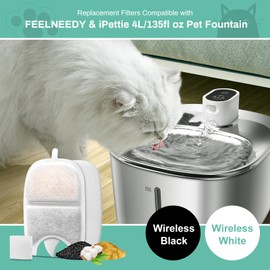 12 Set Replacement Filters & Sponges for 135 fl oz/4L Wilreless Cat Water Fountain, BFLICROY Cat Water Fountain Filters, Triple Filtration Pet Fountain Filter Replacement, Dog Fountain Filter