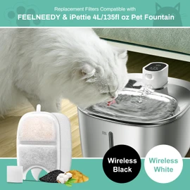 12 Set Replacement Filters & Sponges for 135 fl oz/4L Wilreless Cat Water Fountain, BFLICROY Cat Water Fountain Filters, Triple Filtration Pet Fountain Filter Replacement, Dog Fountain Filter