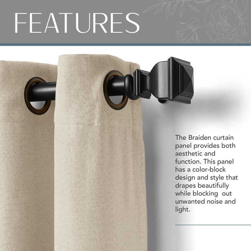 Elrene Home Fashions Braiden Color-Block Blackout Window Curtain, Single Panel,