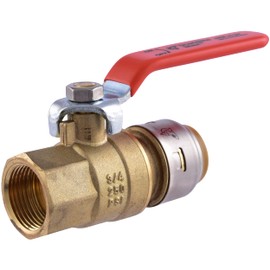 SharkBite Max 3/4 x 3/4 Inch Ball Valve with FNPT Connector, Push to Connect Brass Plumbing Fitting, PEX Pipe, Copper, CPVC, PE-RT, HDPE, UR22186A