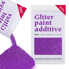 TORC Purple Glitter Paint Additive - Multi-Size Glitter Powder for Acrylic Paint, Walls, Wood Furniture & Crafts (400g/14oz) - Interior/Exterior Use on All Finishes