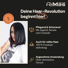 FemMas Haarfarbe Schwarzbraun 2.0 I Professionelle Creme Haarfarbe mit Arganöl, Keratin & Ceramiden I Als dauerhafte Haarfärbung für strahlende, haltbare Farbergebnisse 100 ml