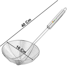 CHEFKIT Versatile Stainless Steel Spider Strainer/Skimmer/Ladle | Rust-Resistant Wire Mesh Frying Spoon | Long Handle, Heat-Resistant | Deep Fry & Boil Cooking Tool