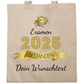 Geschenk mit Namen personalisiert by Shirtracer - Cotton Bag - Graduation - Exam Passed 2024 | Exam Gift | Gifts for Exams | Exam Passed Gift, 1 natural white