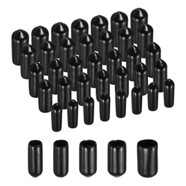 sourcing map 100pcs Round Rubber End Caps Protective Caps 4mm 5mm 6mm 7mm 8mm Black Screw Thread Protectors