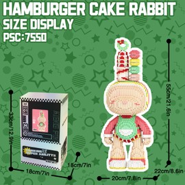 LQPFBSM Hamburger Rabbit Animal Micro Building Blocks Set for Adults Toys Gift Kids 7550 Pieces 55cm High Series