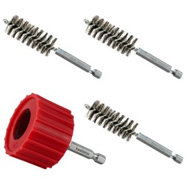 [4PC Bundle] 3/4-Inch Copper Pipe Cleaner Set for Power Drill, 3/4” Tube Cleaning Brush, Cleans Copper Pipes Tubes and Fittings for Soldering, w/ Stainless-Steel Wire Bristles & 1/4” Shank