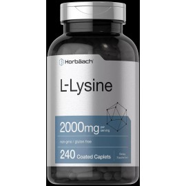 Horbäach L-Lysine 2000mg | 240 Caplets | Vegetarian, Non-GMO, Gluten Free | by Horbaach