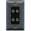 RiteAV 4 Banana 2 Speaker Surround Female Coupler Wall Plate [Stainless/Bac