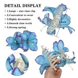 2Pcs Flower Hair Claw Clips Bohemian Artificial Flower Claw Clip for Seaside Holiday Parties & Vacation Hairstyles for Women