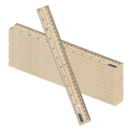 BAZIC Products Wooden Ruler – Single Metal Edge Drafting Ruler for Measuring, Drawing & Crafting, Wooden Straight Edge Ruler for School & Office, 12 Inch, 24-Pack