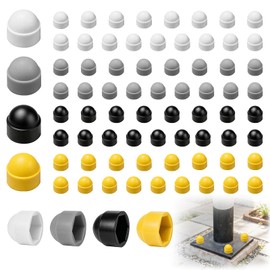 160 Pcs M8 Hex Nut Protection Caps, M8x13x16mm Plastic Bolt Covers, Dome Acorn Guards, Decorative Protective Caps, White Black Gray Yellow