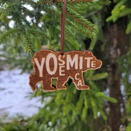 Destinations Decal Yosemite National Park Bear Ornament Christmas Wood Laser Cut California 3.75"