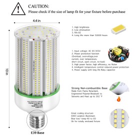 80W LED Corn Light Bulb 2pack,250 Watt Metal Halide HPS CFL HID lamp LED Replacement,5000K E39 Mogul Base,for Street and Area Lighting Bay Light Fixture Warehouse Workshop Garage Gyms