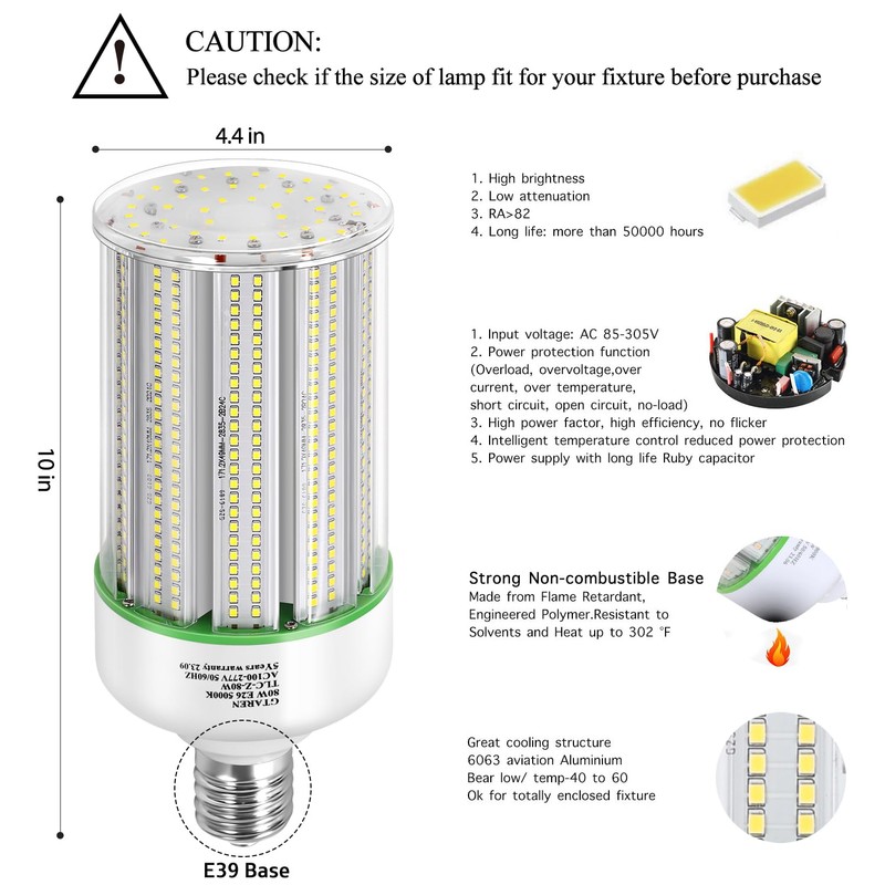 80W LED Corn Light Bulb 2pack,250 Watt Metal Halide HPS