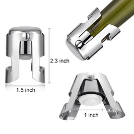 Tessco for you 12 Pcs Stainless Steel Champagne Stopper Bulk Reusable Bottle Sealer Wine Corker Champagne Cork Stopper with Built in Sealing Plug Compact Saver Plug for Prosecco Sparkling