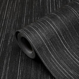 Papel pintado de tela de zacate negra para despegar y pegar, textura de contacto de 15.7 x 120 pulgadas, papel tapiz extraíble de lino autoadhesivo, revestimientos de encimera