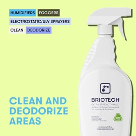 BRIOTECH Extra Strength HOCl Cleaner, 500 PPM Hypochlorous Acid Concentrate, ULV Foggers & Humidifiers, Professional Deodorizer for Dental, Offices, Schools, Homes, Peroxide Free, 1 Gallon (2 Pack)