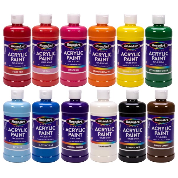 RoseArt acrylic Paint Set – Set of 12 Vibrant Colors