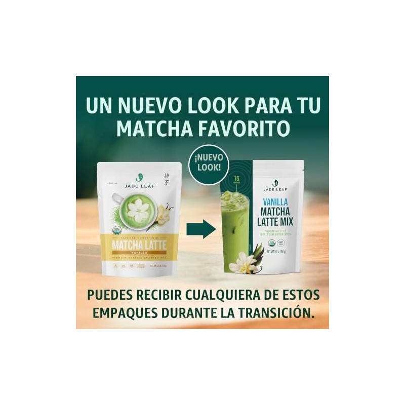 Jade Leaf Matcha Latte Mix Sabor Vainilla, Rinde 15 Porciones,