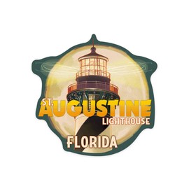 Die Cut Sticker St. Augustine, Florida, Lighthouse and Moon, Contour Vinyl Sticker 3 to 6 inches, (Waterproof Decal for Cars, Water Bottles, Laptops, Coolers), Large