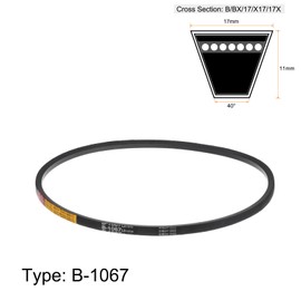 sourcing map 2 pieces B-1067 V-belt drive belt 1067 mm inner circumference rubber for power transmission