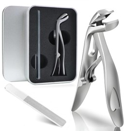 Angled Head Toenail Clippers for Seniors Thick Nails, Large Long Handled Toenail Clipper with Nail File, Curved Heavy Duty Nail Clippers for Men/Women, Easier Trimming, Ergonomic Design