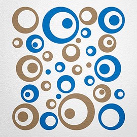 WANDfee® Wall Tattoo, Circles, Dots, 50 Stickers, Colour Choice For Children's Bedroom, Living Room, Hallway, Bathroom, Kitchen, Tile Stickers, blue