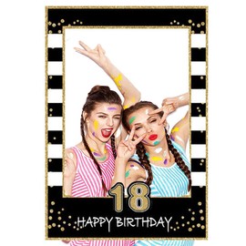 Selfie Frame, Birthday Selfie Frame, 18th Birthday Party Photo Booth Props, Black Gold Selfie Frame for Corporate Events, Birthday, Wedding, Party Decorations