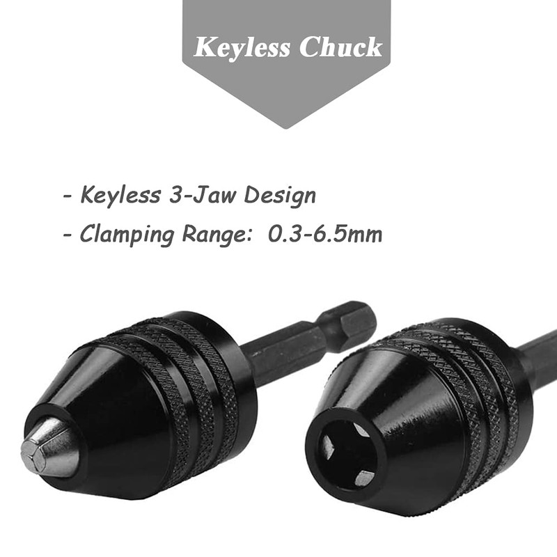 Mesee 0.3-6.5mm Keyless Drill Chuck, Quick Change 3-Jaw Chuck Adapter