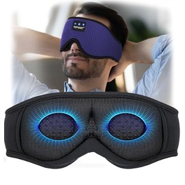 TOPOINT Sleep Headphones,Sleep Mask Bluetooth Wireless Music Eye Mask, Sleeping Headphones for Side Sleepers Sleep Mask with Bluetooth Headphones Ultra-Thin Stereo Speakers Perfect for Sleeping