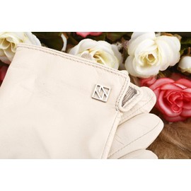 NappaNovum Women's Italian Leather Gloves Lambskin Winter Comfort Gloves (Touchscreen or Non-Touchscreen) (L, Beige)