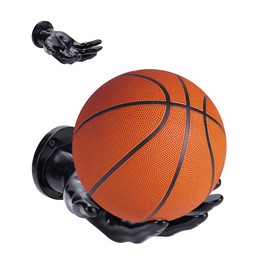 UNICRAFTALE Hand Shapes Black Basketball Holders Wall Mount Art Decor Stand Hand Sculpture Ball Holder Basketball Storage Rack Organizer Display Case for Ballr Gifts for Men Gamers 8.66"x6.69"x3.35"