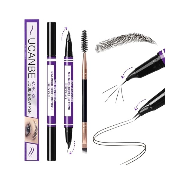 UCANBE Curved Eyebrow Pencils for Women with Spoolie Brush,Dual-Ended Eyebrow