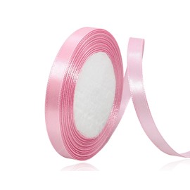 Pink Satin Ribbon 3/8 Inch x 25 Yards, Solid Color Polyester Fabric Ribbon for Gift Wrapping, Craft, Bows Making, Wreaths, Bouquets, Sewing Projects, Baby Showers and Wedding Party Decoration