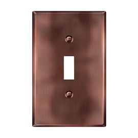 LIDER Toggle Light Switch Metal Wall Plate, Stainless Steel Switch Cover, Corrosion Resistant, Mid-Size 1-Gang 4.88" x 3.11", 201 Stainless Steel, LMWP-11M-AC, Antique Copper