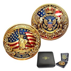 USA 250th Anniversary Challenge Coins Commemorative Coin, American Eagle Patriotic Design, America Merchandise 250 Collectible 250 Anniversary Coin (EE)