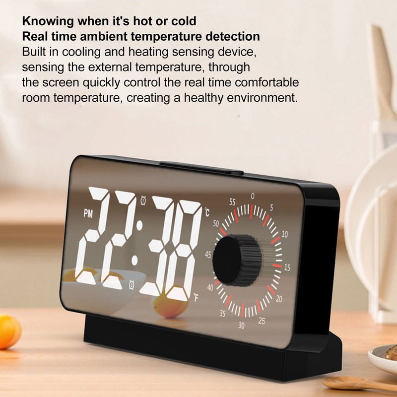 Digital Alarm Clock Dual Display Adjustable Brightness Large Display LED