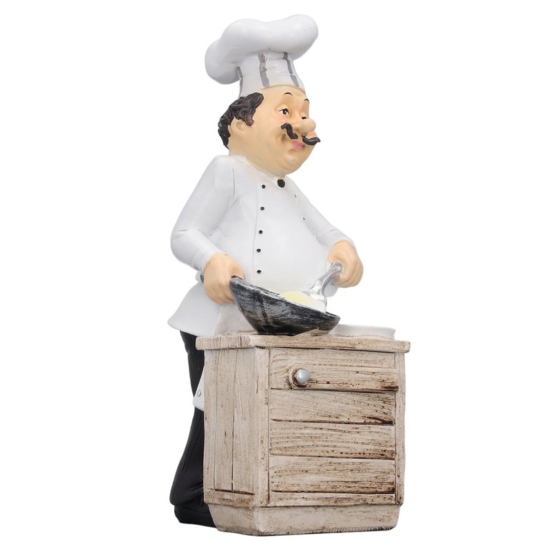 Chef Cooking Figurine Small Stereoscopic Art Ornament Resin Decoration Statue