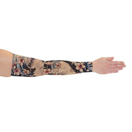 Lymphedivas Cherry Blossom Beige Medical Graduated Compression Arm Sleeve for Lymphedema (Long 30-40 mmHg Large)