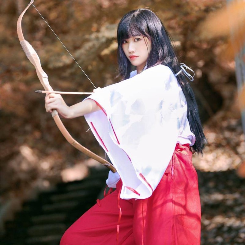 [Moerstar] 巫女さん コスプレ レディース コスチューム 白衣 緋袴 巫女衣装 着物 写真