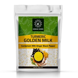 Turmeric Golden Milk Powder - 200g, Turmeric Powder with Black Pepper, Mix Blend of Ginger, Cardamom, Black Pepper, Curcumin, Cane Sugar, Organic Ingredients